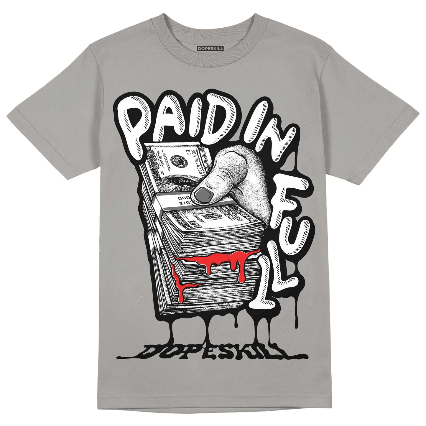 Grey Collection DopeSkill Grey T-shirt Paid In Full Graphic
