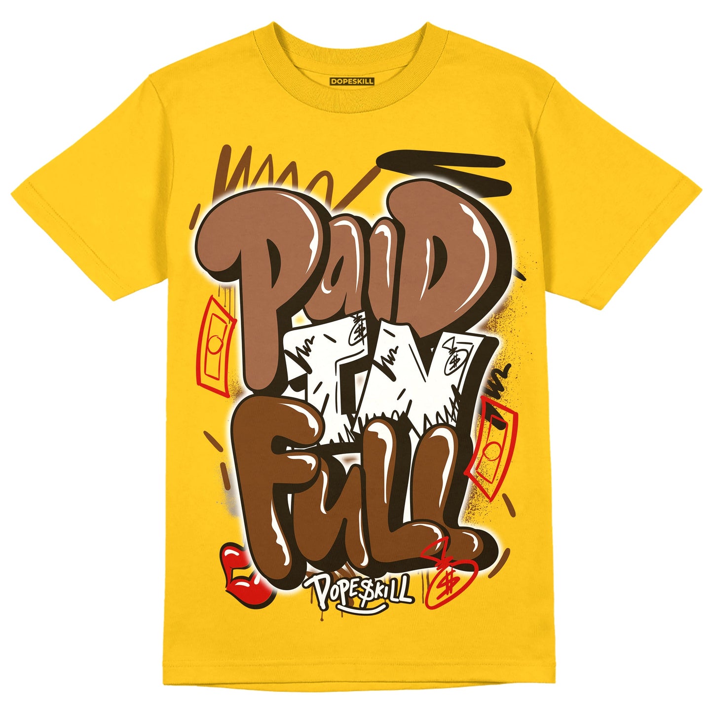 Yellow Collection DopeSkill Gold T-shirt New Paid In Full Graphic