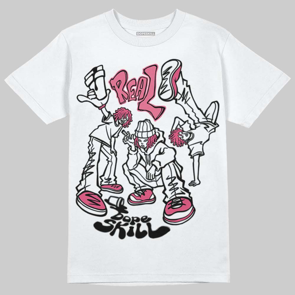 White Fluo Pink DopeSkill T-Shirt Real Y2K Players Graphic