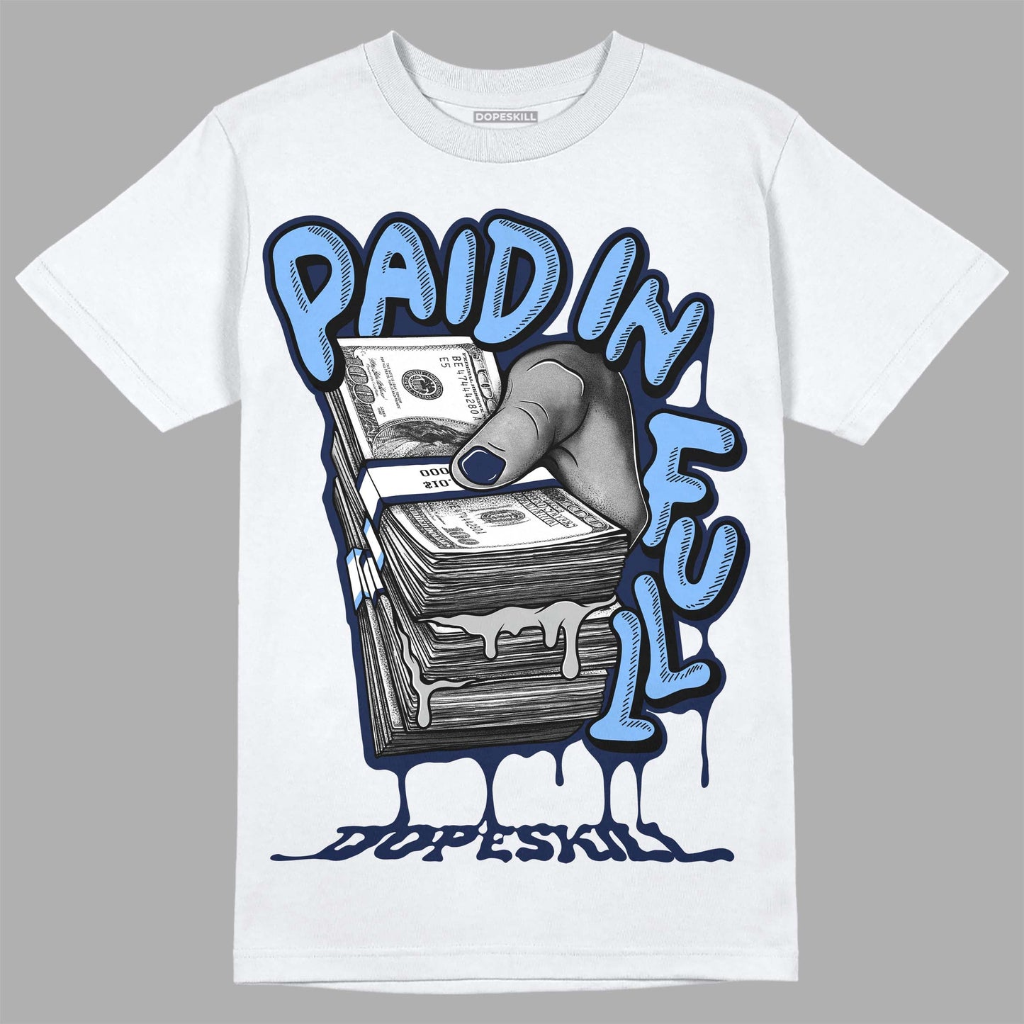 Midnight Navy 5s DopeSkill T-Shirt Paid In Full Graphic