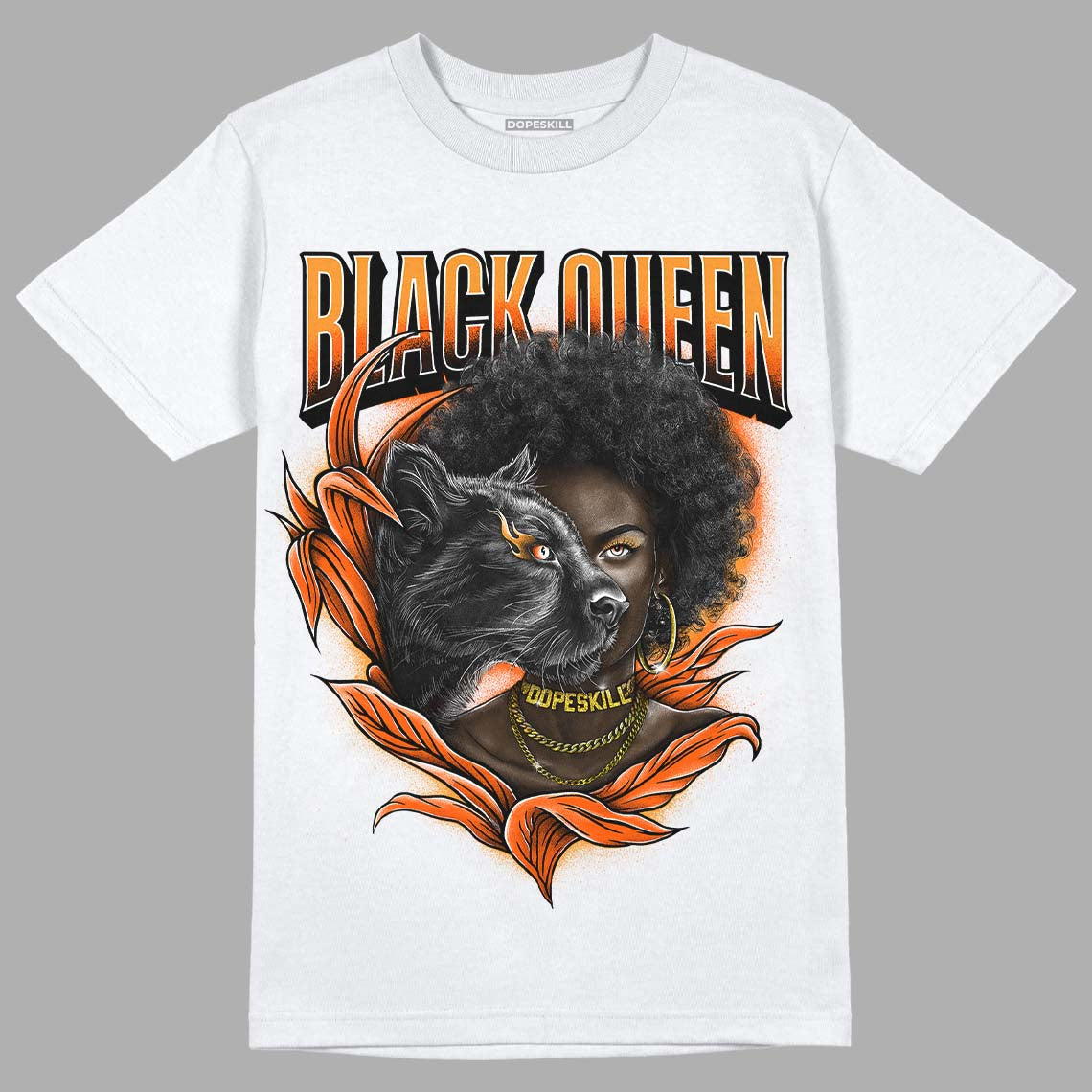 Brilliant Orange 12s DopeSkill T-Shirt New Black Queen Graphic