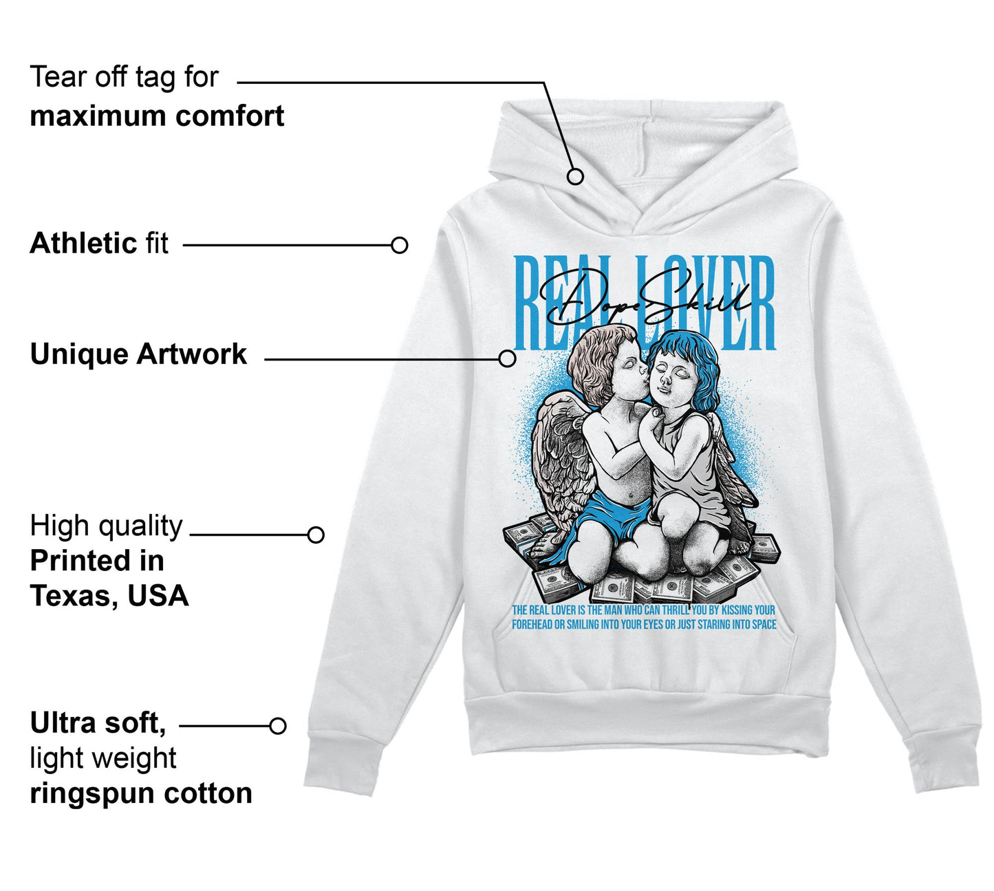 Military Blue 4s DopeSkill Hoodie Sweatshirt Real Lover Graphic