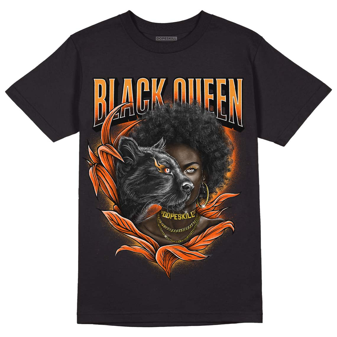 Brilliant Orange 12s DopeSkill T-Shirt New Black Queen Graphic