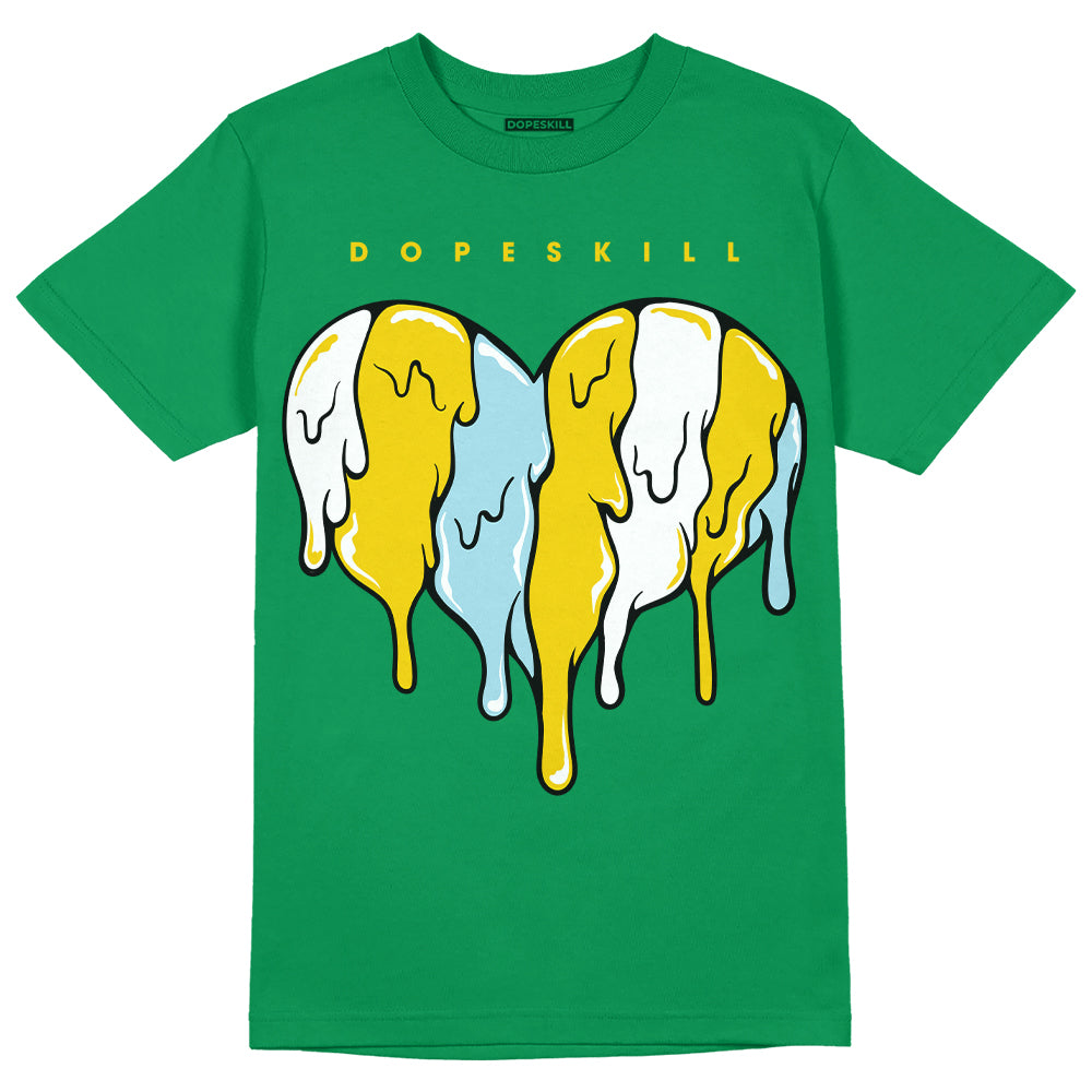 Lucky Green 5s DopeSkill Green T-shirt Slime Drip Heart Graphic