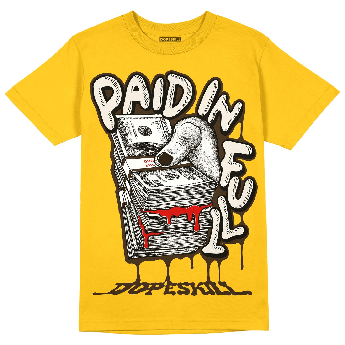 Yellow Collection DopeSkill Gold T-shirt Paid In Full Graphic