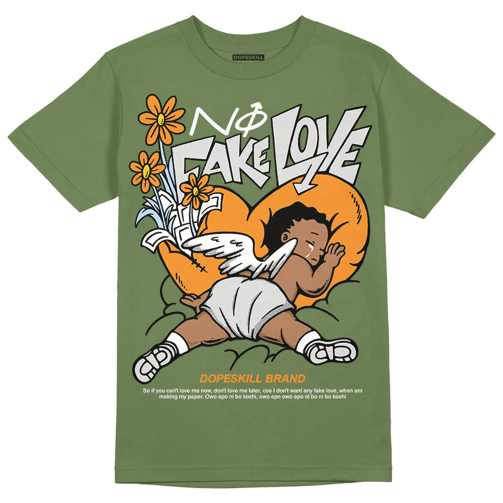 Olive 5s DopeSkill Olive T-shirt No Fake Love Graphic