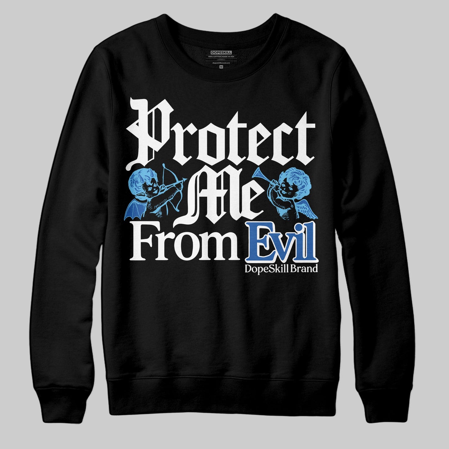 Blueberry 12s DopeSkill Sweatshirt Protect Me From Evil Graphic