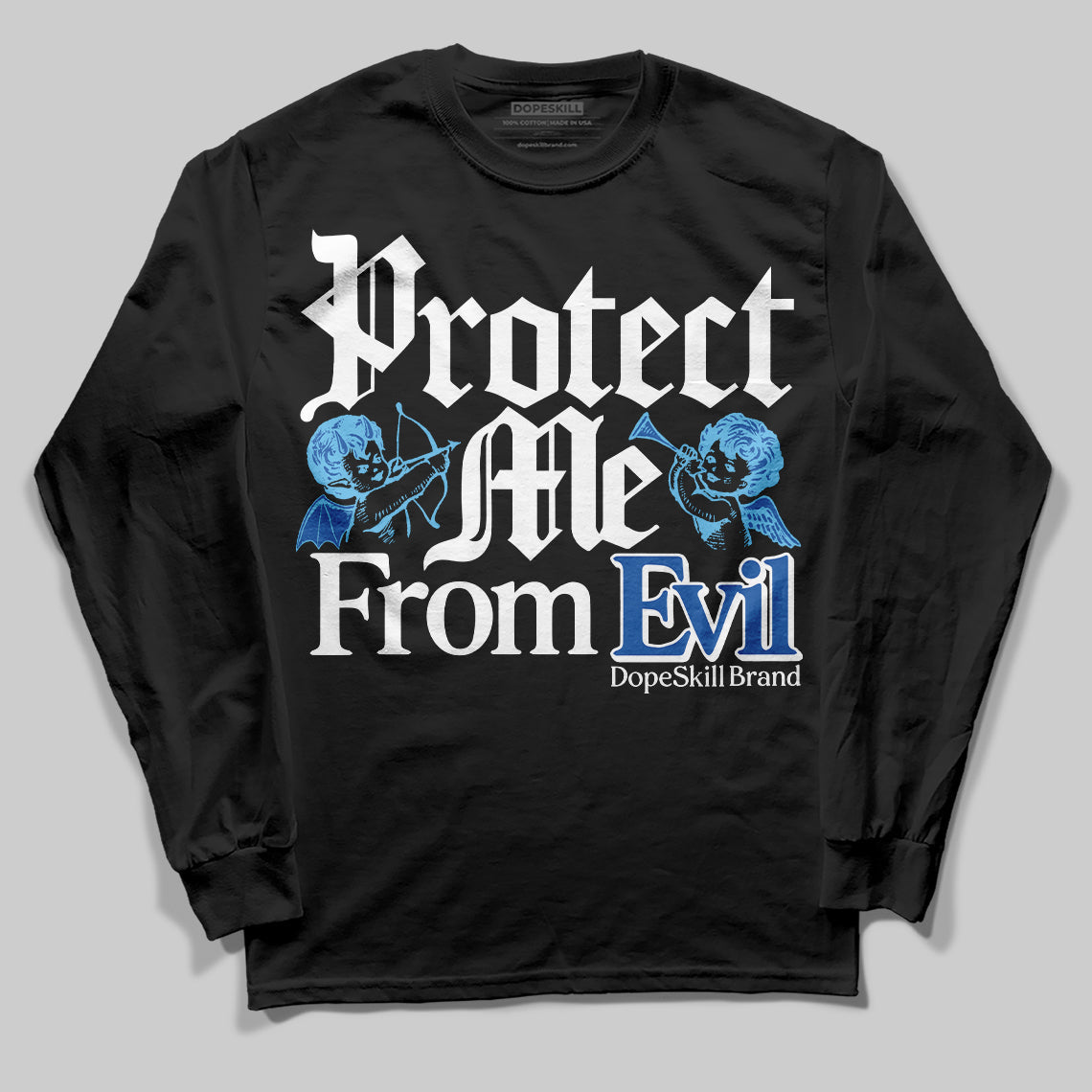 Blueberry 12s DopeSkill Long Sleeve T-shirt Protect Me From Evil Graphic