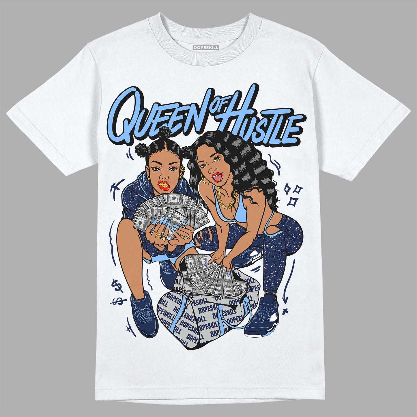 Midnight Navy 5s DopeSkill T-Shirt Queen Of Hustle Graphic