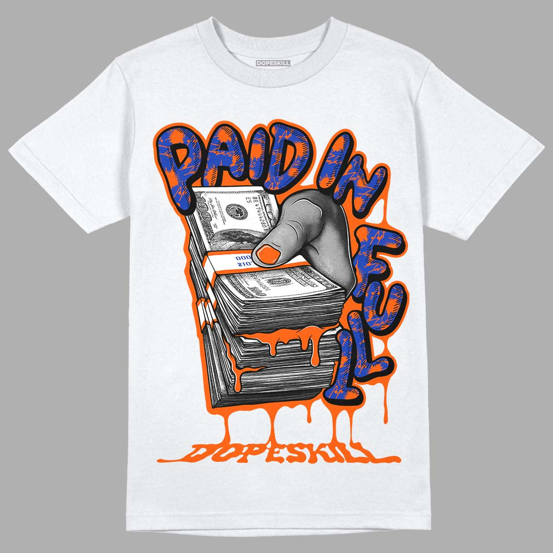 Dunk Low Futura Orange Blaze DopeSkill T-Shirt Paid In Full Graphic