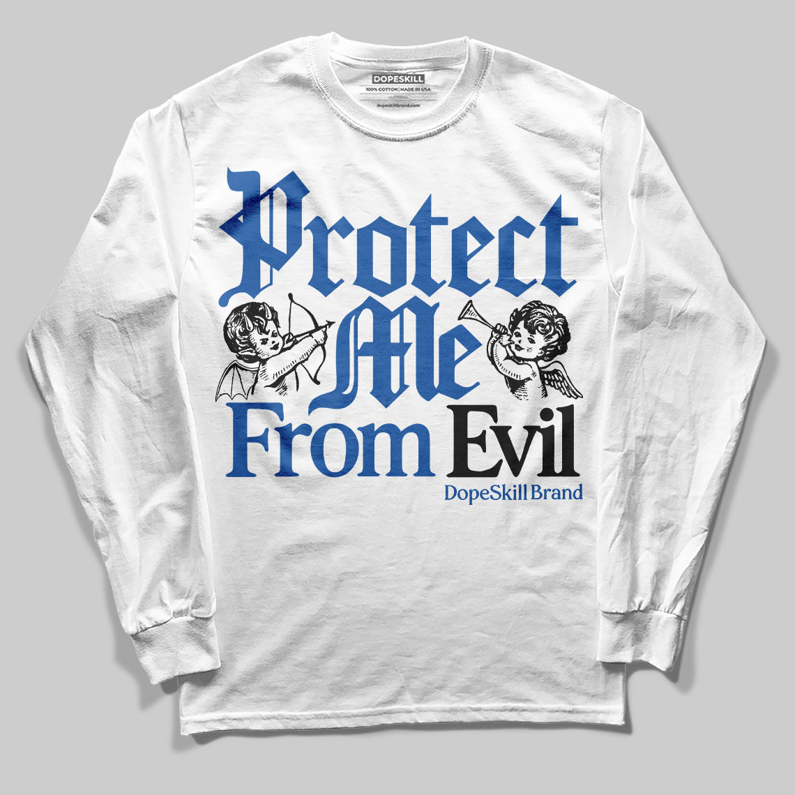 Blueberry 12s DopeSkill Long Sleeve T-shirt Protect Me From Evil Graphic