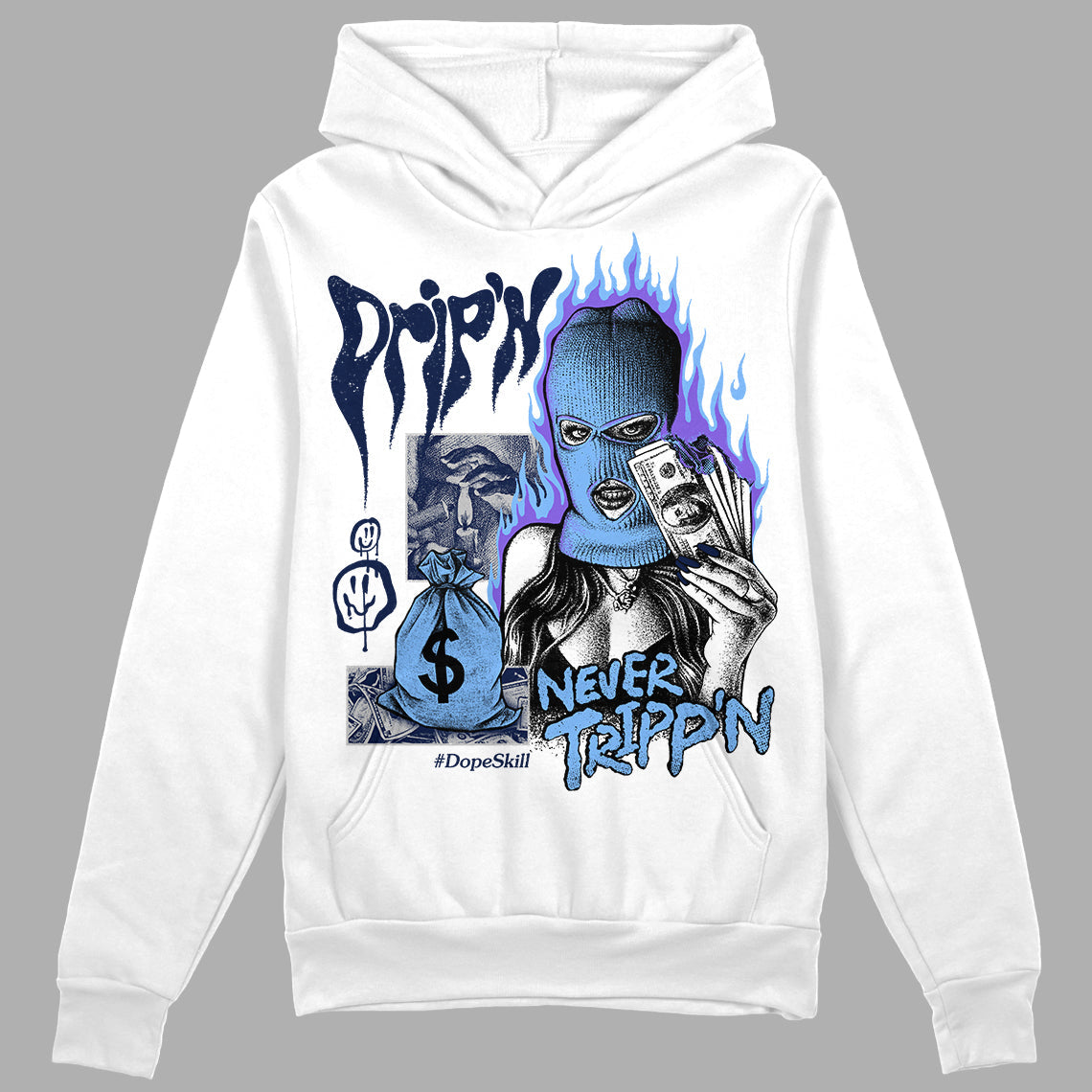 Midnight Navy 5s DopeSkill Hoodie Sweatshirt Drip'n Never Tripp'n Graphic