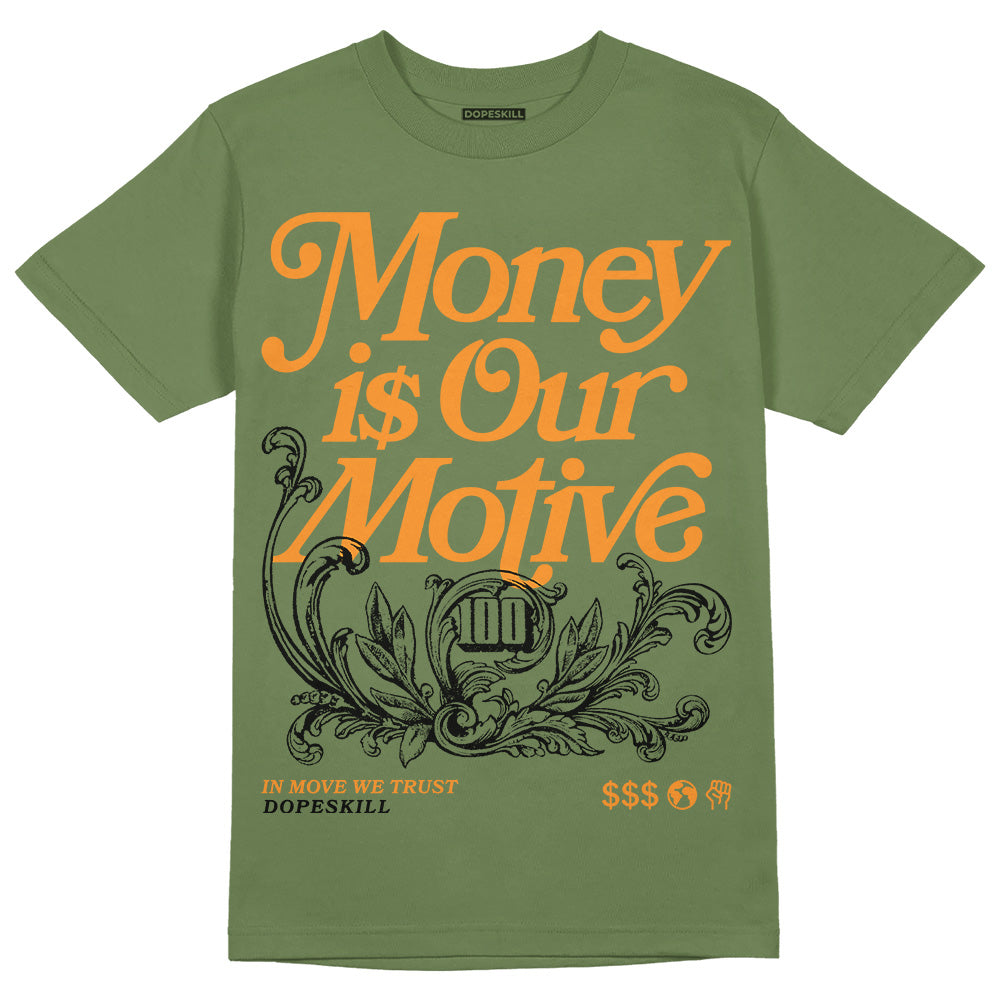 Olive 5s DopeSkill Olive T-shirt Money Is Our Motive Typo Graphic