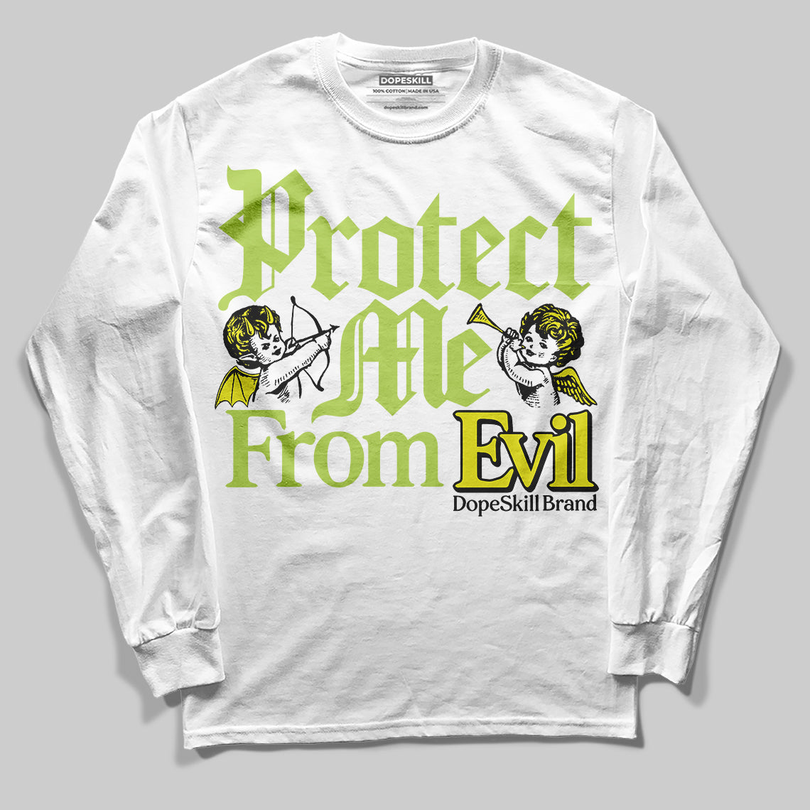 Bright Cactus 13s DopeSkill Long Sleeve T-Shirt Protect Me From Evil Graphic