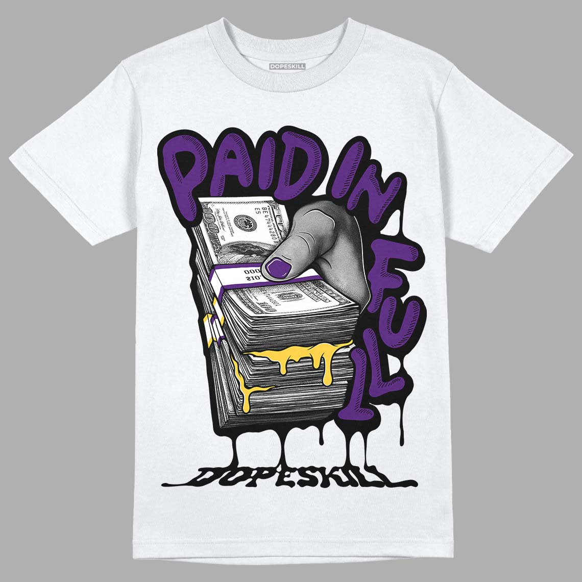 Field Purple 12s DopeSkill T-Shirt Paid In Full Graphic
