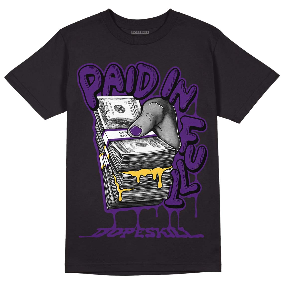 Field Purple 12s DopeSkill T-Shirt Paid In Full Graphic