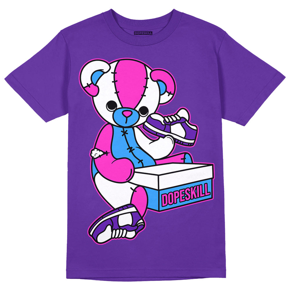Dunk Purple Championship Court White DopeSkill Purple T-shirt Sneakerhead BEAR Graphic