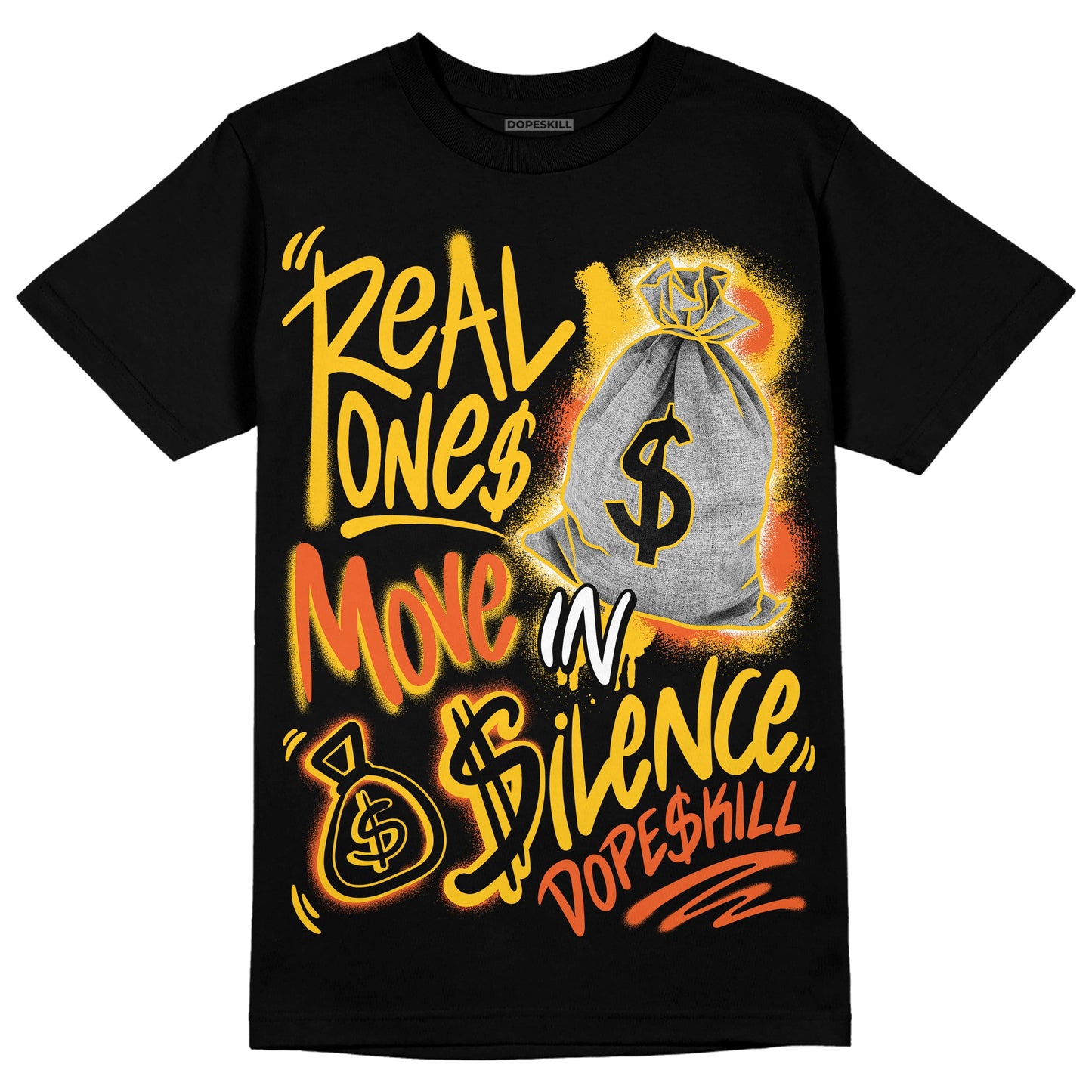 Yellow Collection DopeSkill T-Shirt Real Ones Move In Silence Graphic