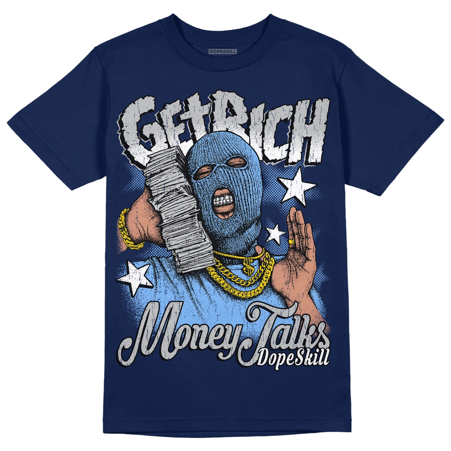 Midnight Navy 5s DopeSkill Navy T-Shirt Get Rich Graphic