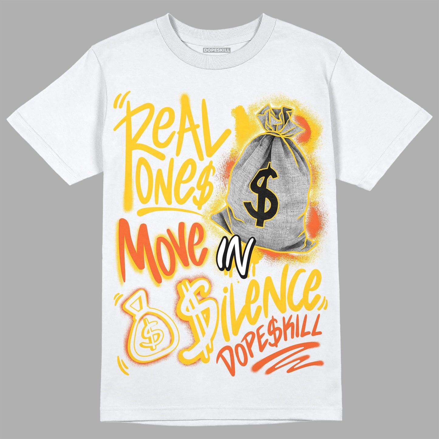 Yellow Collection DopeSkill T-Shirt Real Ones Move In Silence Graphic