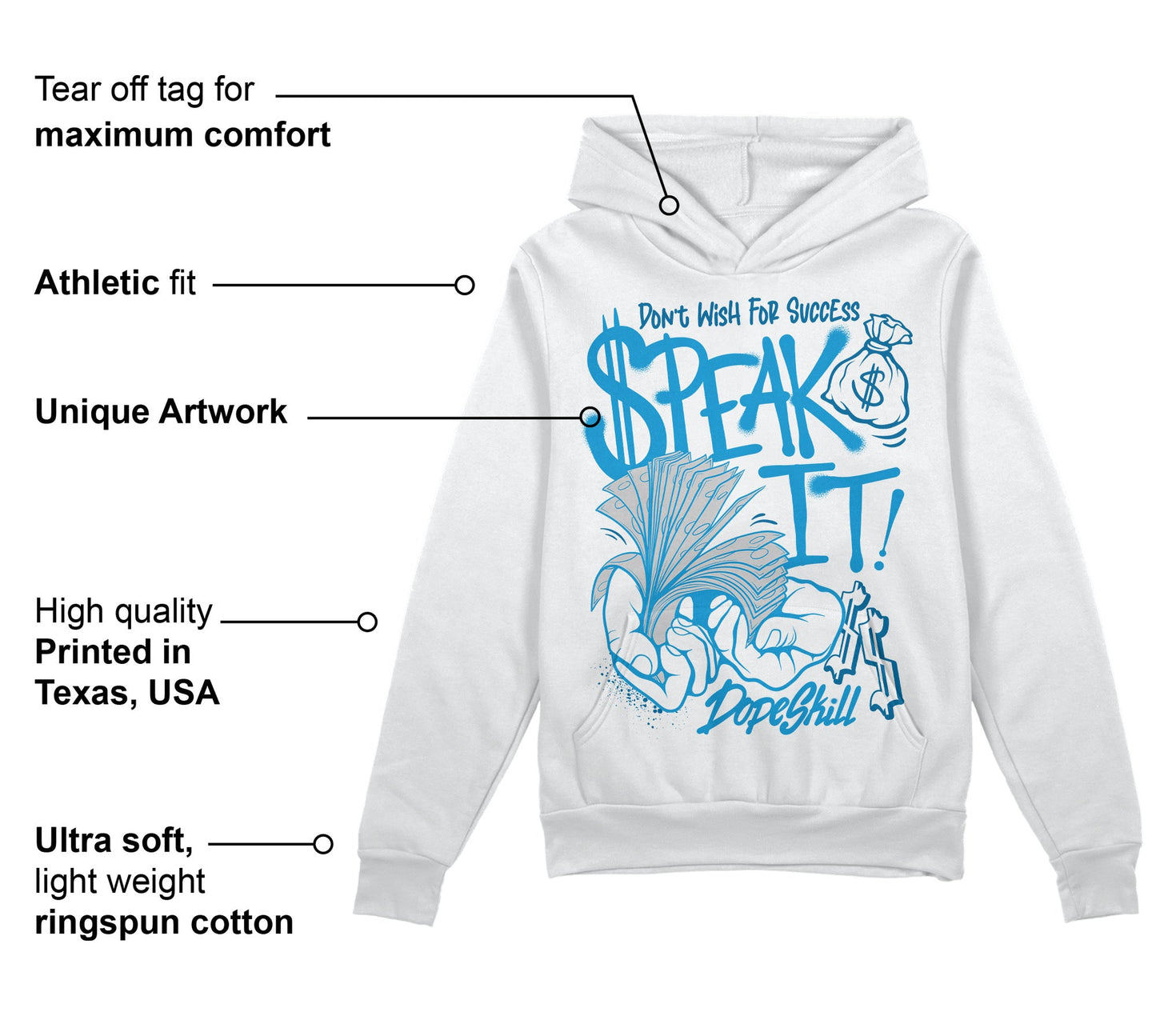 Military Blue 4s DopeSkill Hoodie Sweatshirt Speak It Graphic