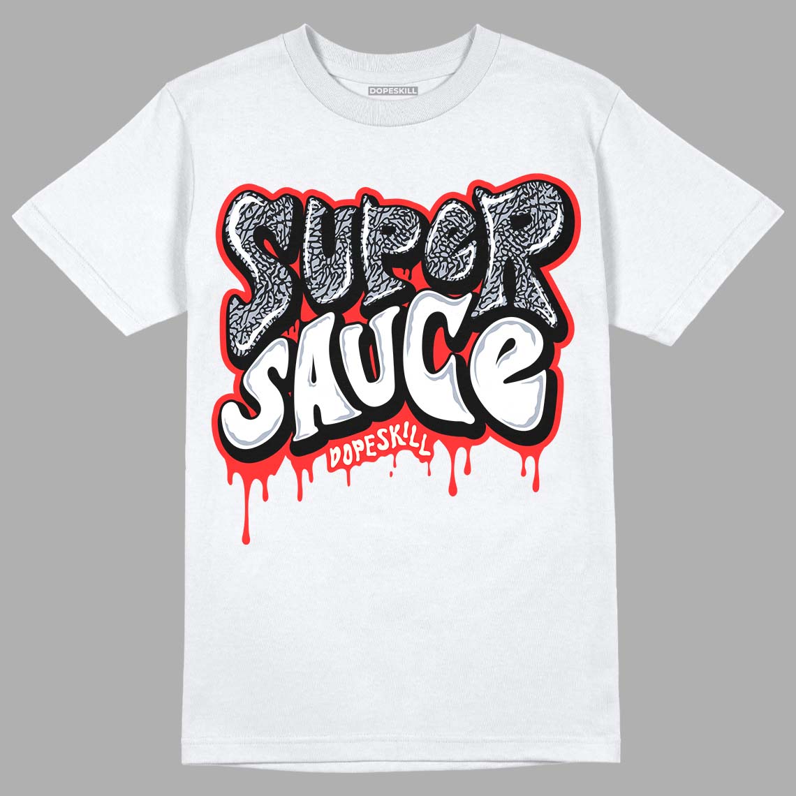 White Cement Reimagined 3s DopeSkill T-Shirt Super Sauce Graphic