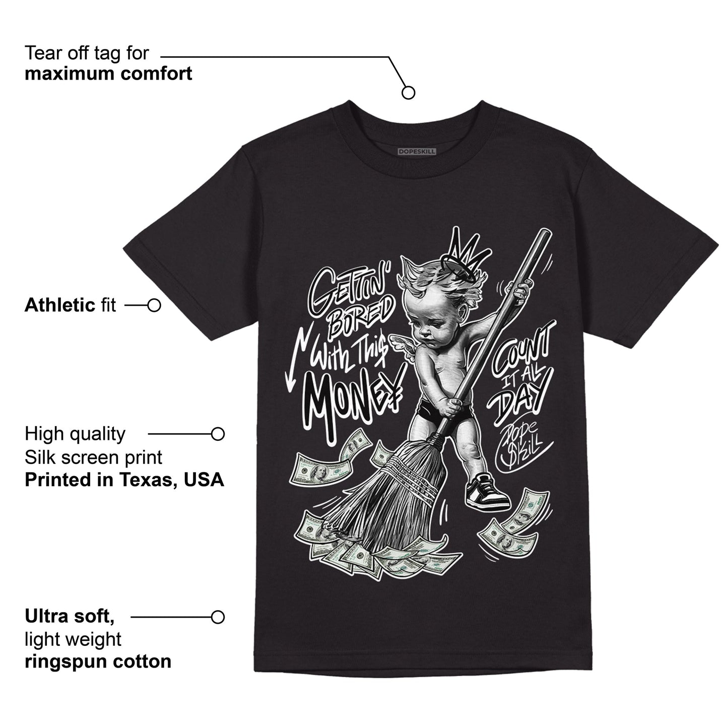 Dunk Low Panda White Black DopeSkill T-Shirt Gettin Bored With This Money Graphic