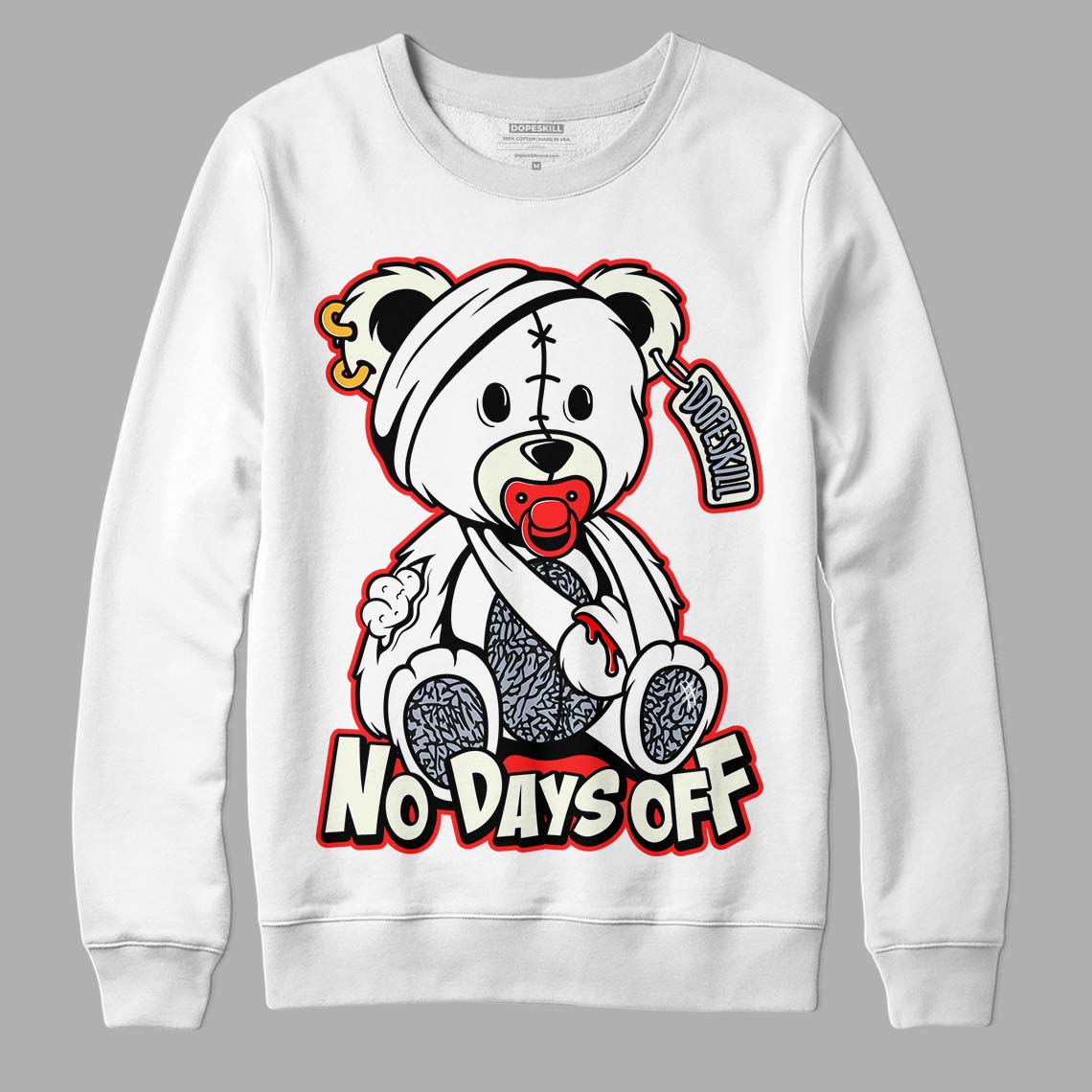 White Cement Reimagined 3s DopeSkill Sweatshirt Hurt Bear Graphic