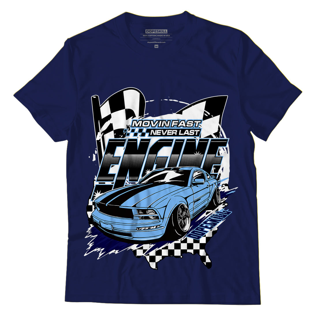 AJ 6 University Blue DopeSkill College Navy T-Shirt ENGINE Graphic