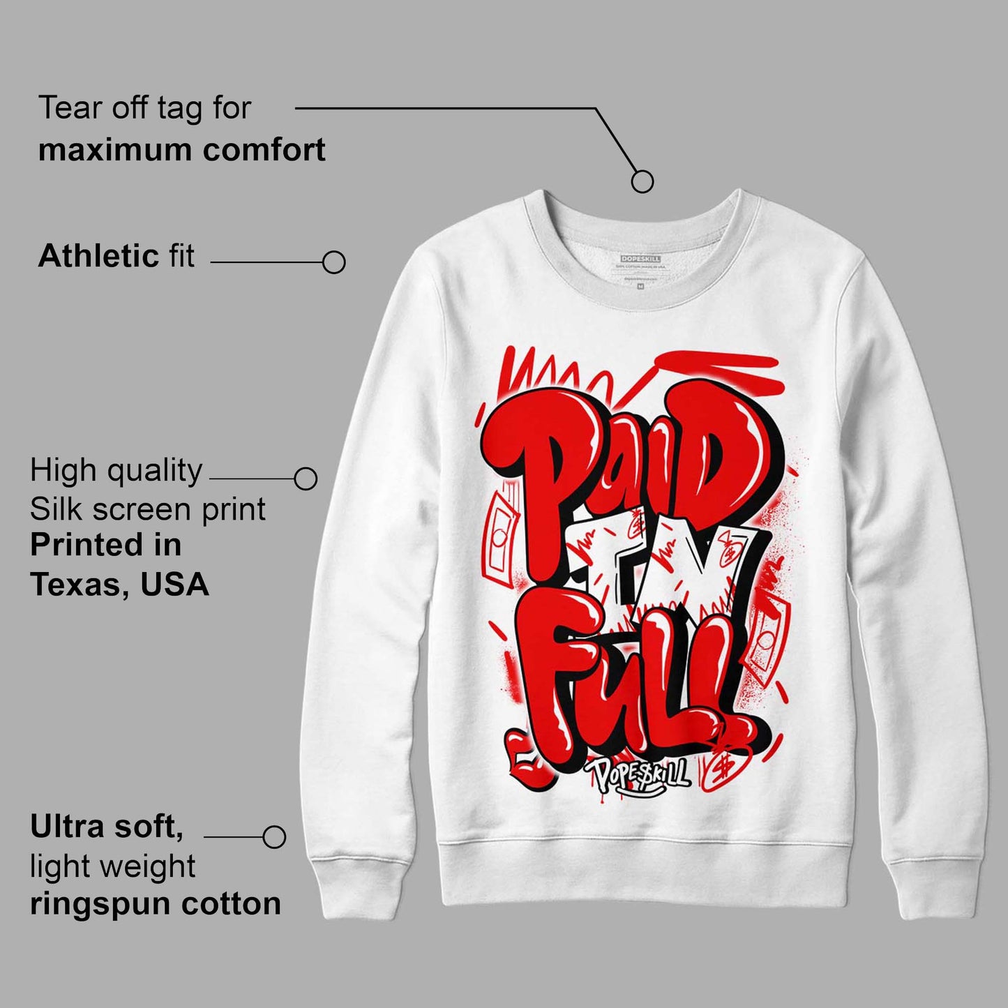 Cherry 11s DopeSkill Sweatshirt New Paid In Full Graphic