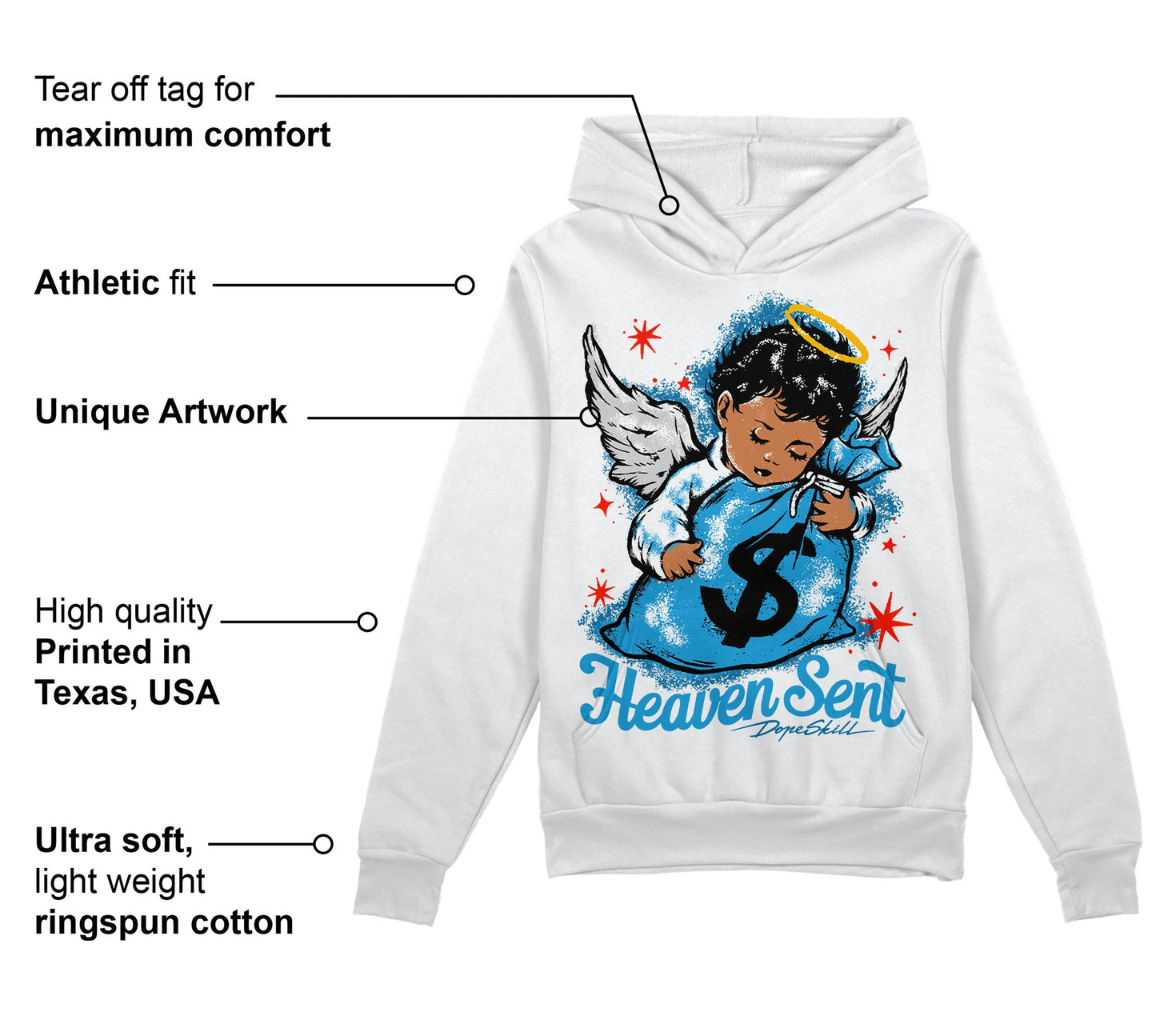 Military Blue 4s DopeSkill Hoodie Sweatshirt Heaven Sent Graphic