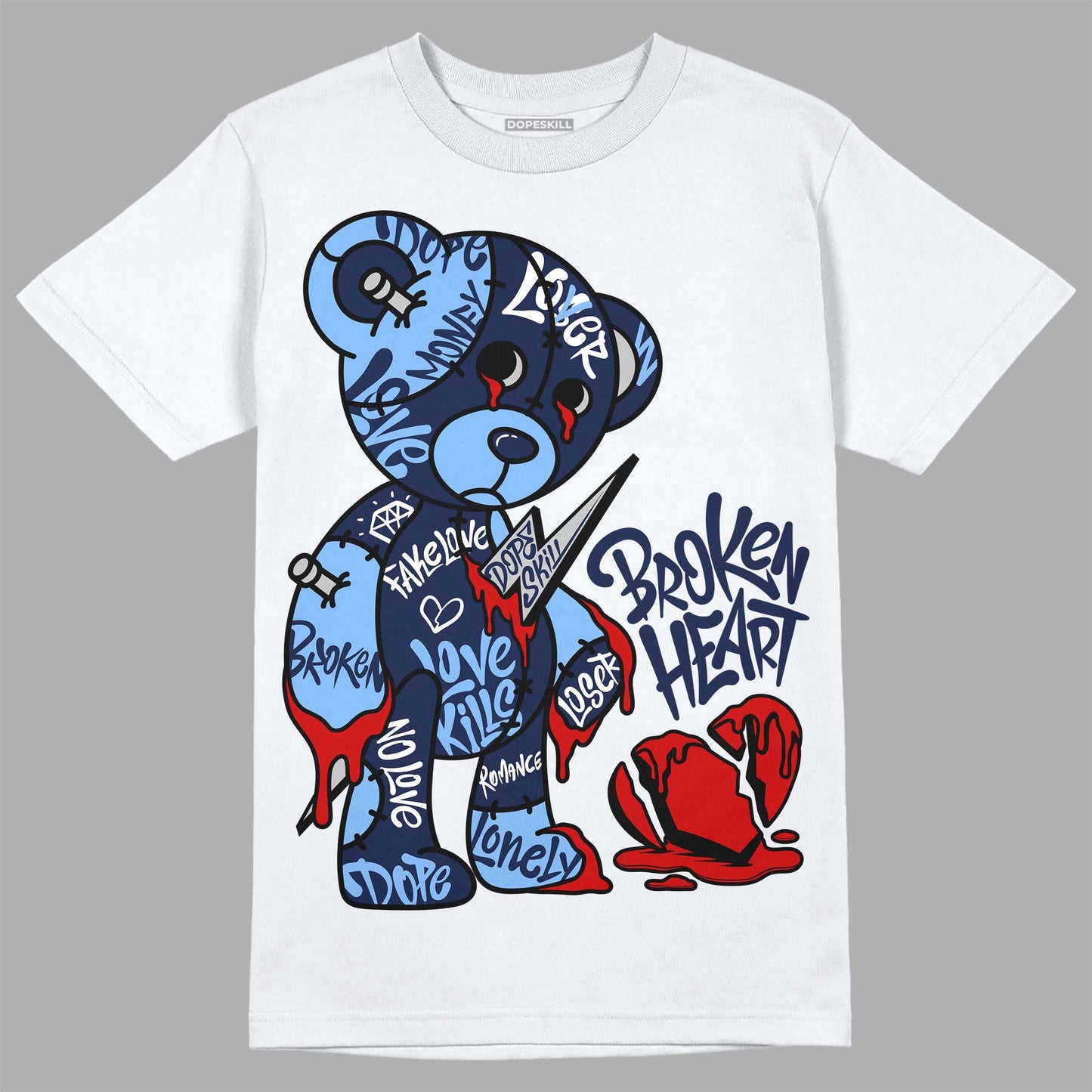 Midnight Navy 5s DopeSkill T-Shirt Broken Heart Graphic