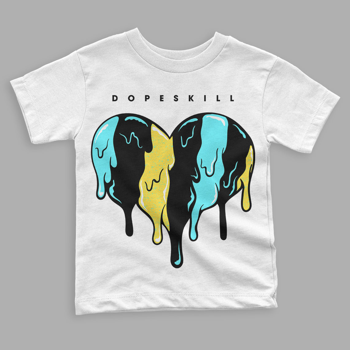 Aqua 5s DopeSkill Toddler Kids T-shirt Slime Drip Heart Graphic