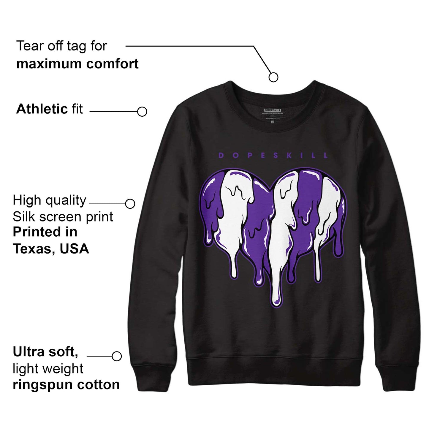 PURPLE Collection DopeSkill Sweatshirt Slime Drip Heart Graphic