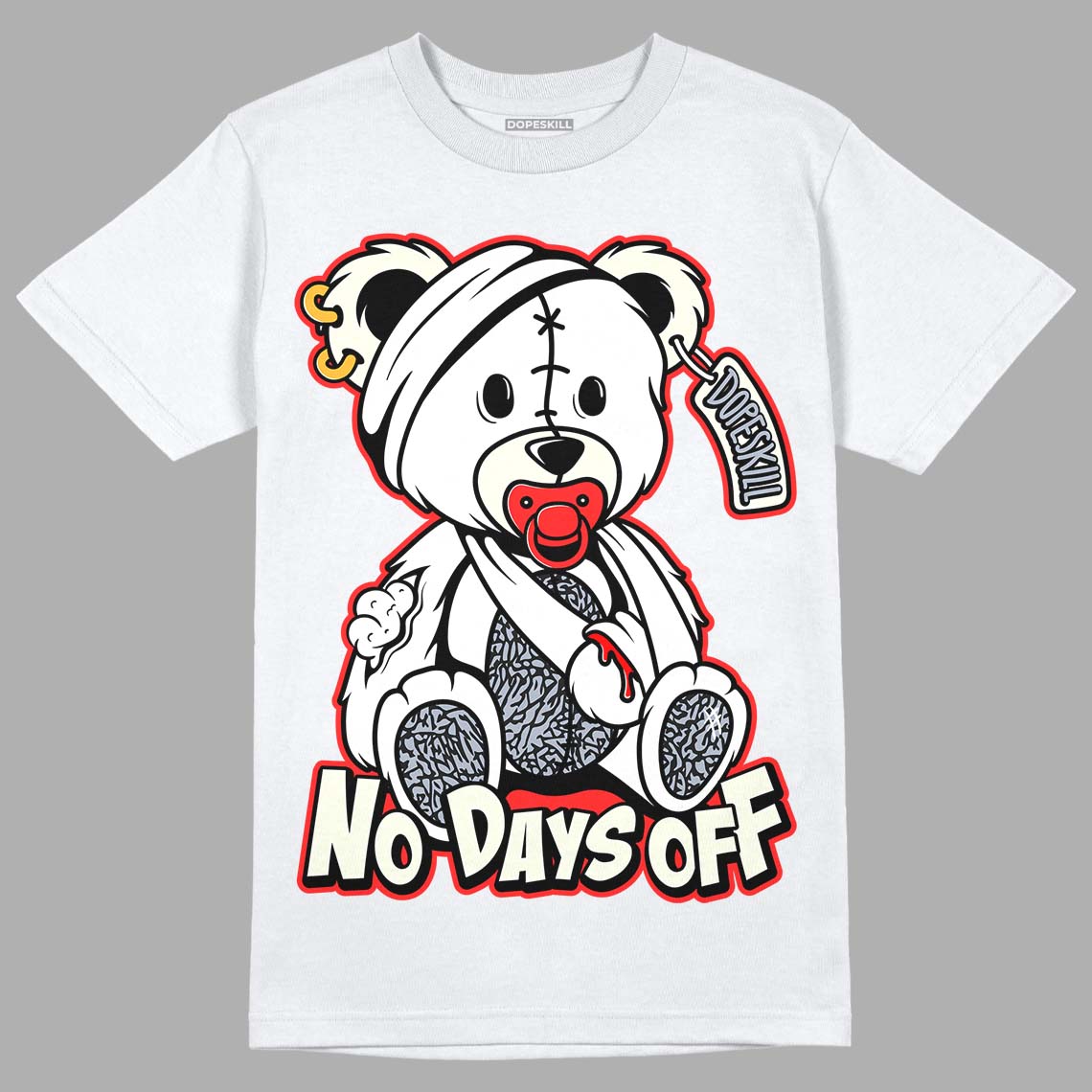 White Cement Reimagined 3s DopeSkill T-Shirt Hurt Bear Graphic