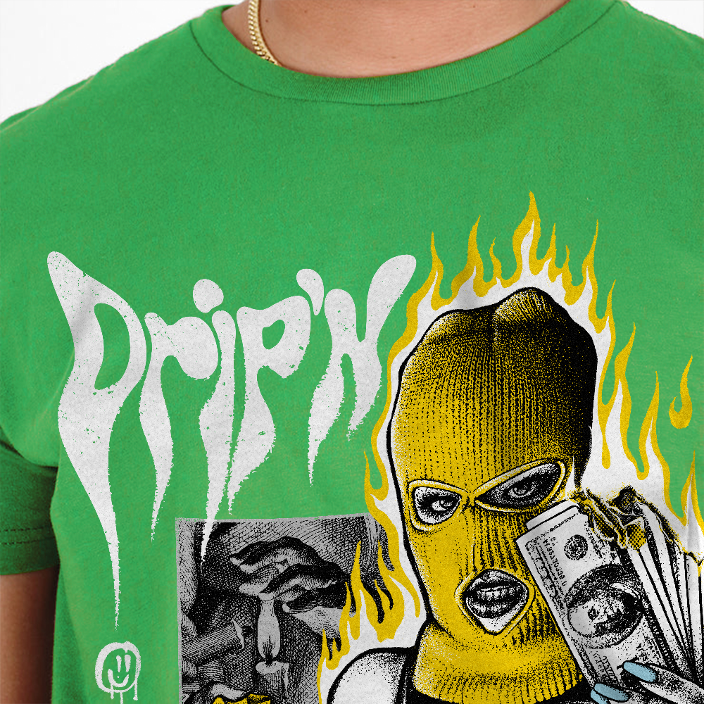 Lucky Green 5s DopeSkill Green T-shirt Drip'n Never Tripp'n Graphic