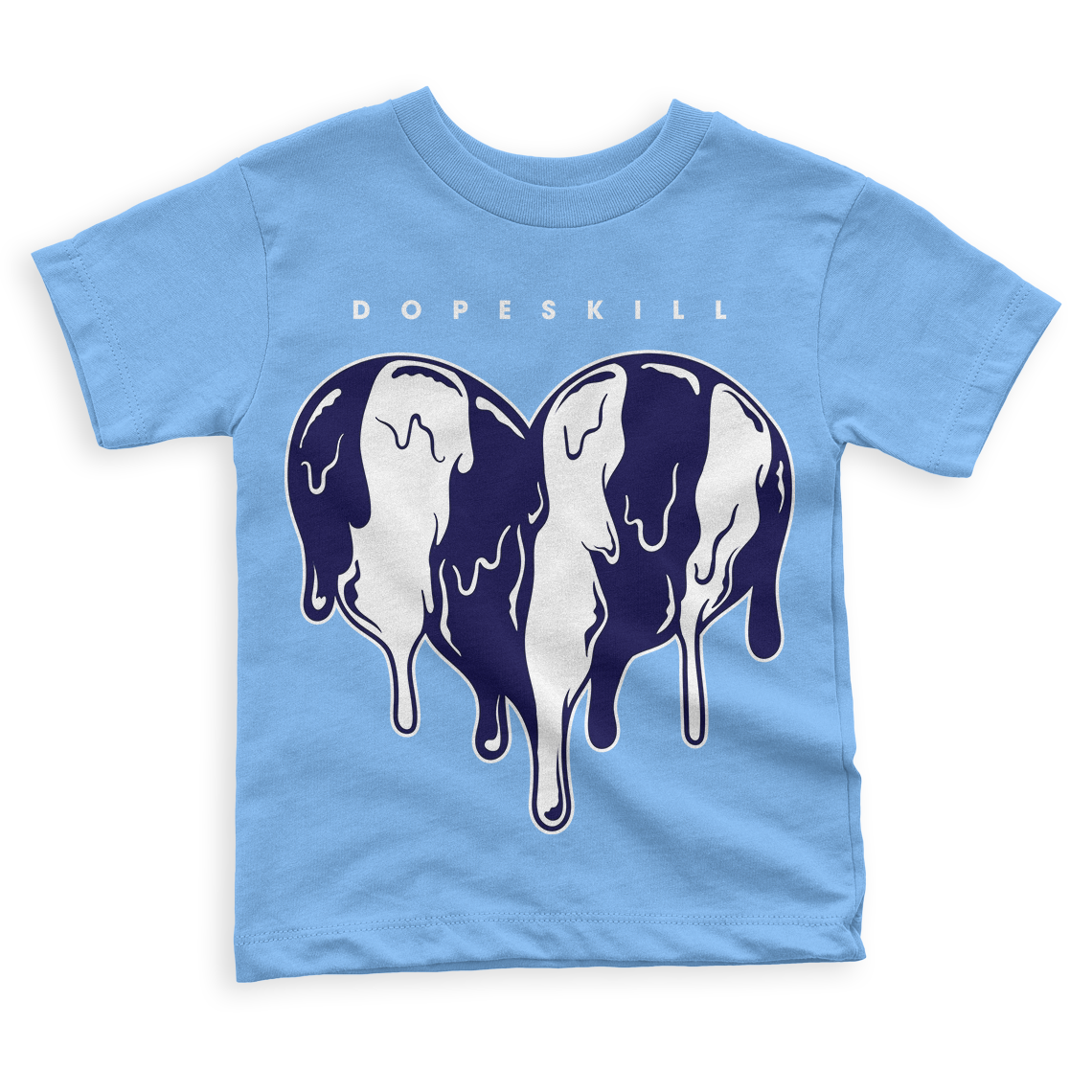 University Blue 6s DopeSkill Toddler Kids T-shirt Slime Drip Heart Graphic - University Blue T-shirt