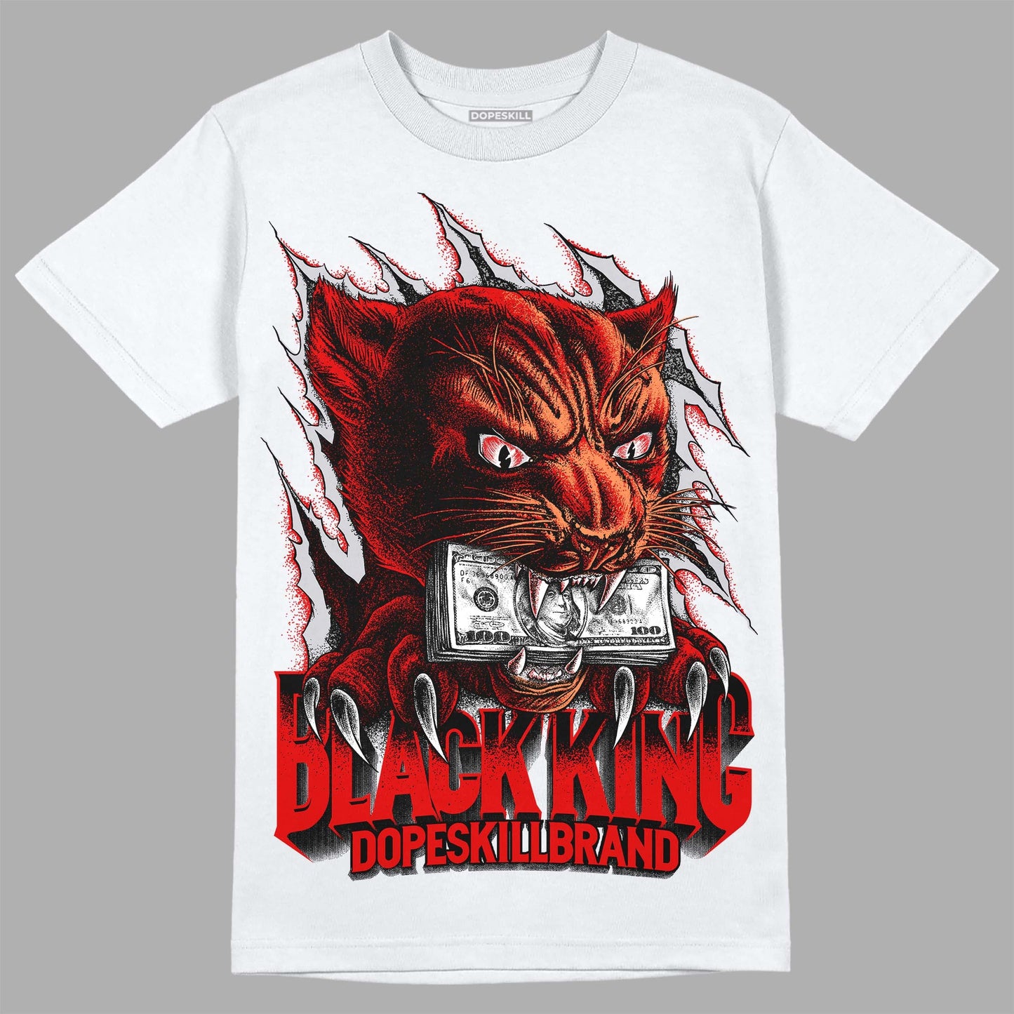 Red Cement 4S DopeSkill T-Shirt Black King Graphic