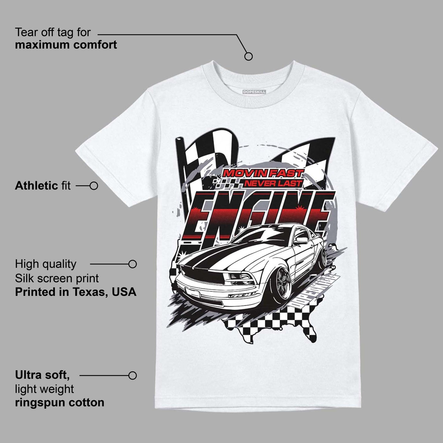 Fire Red 9s DopeSkill T-Shirt ENGINE Tshirt Graphic