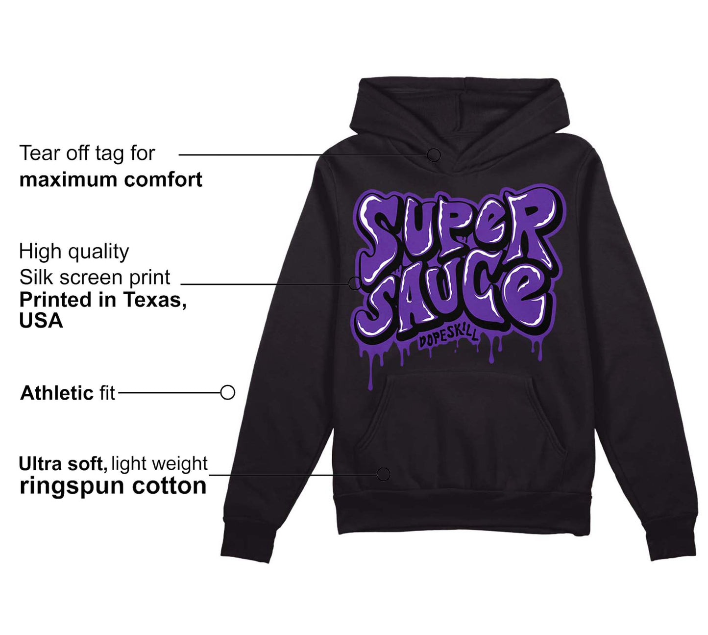 PURPLE Collection DopeSkill Hoodie Sweatshirt Super Sauce Graphic