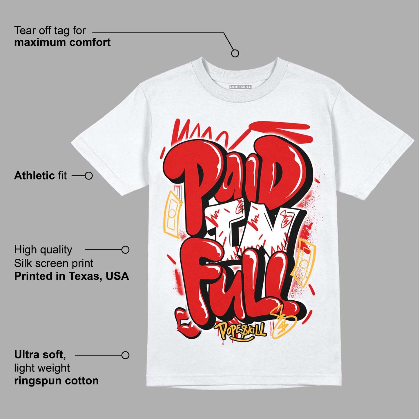 Dunk Low Gym Red DopeSkill T-Shirt New Paid In Full Graphic