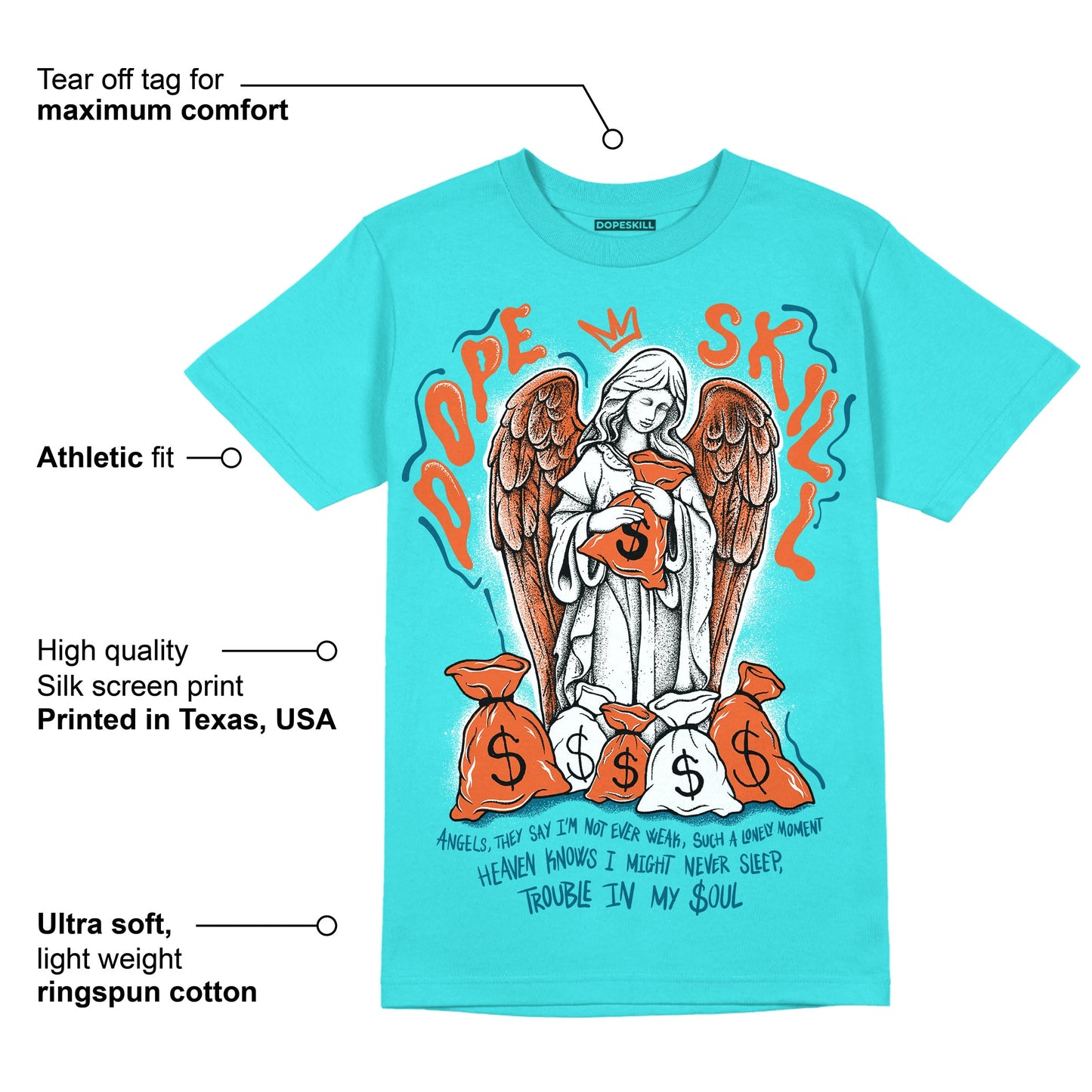 Dunk Dolphins DopeSkill Tahiti Blue T-shirt Angels Graphic