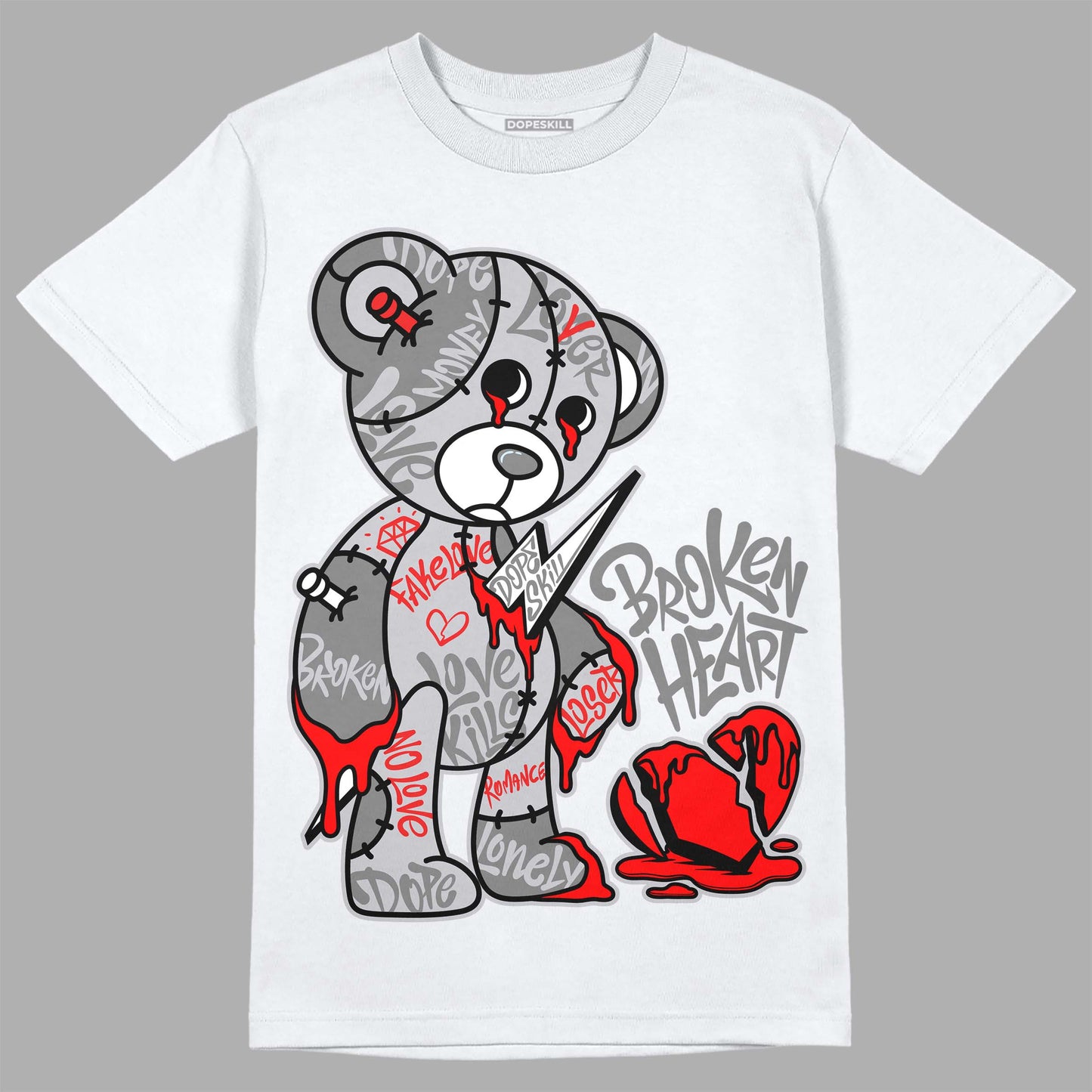 Grey Collection DopeSkill T-Shirt Broken Heart Graphic