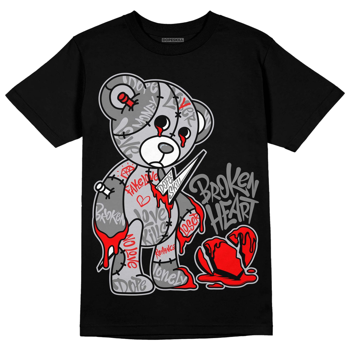 Grey Collection DopeSkill T-Shirt Broken Heart Graphic