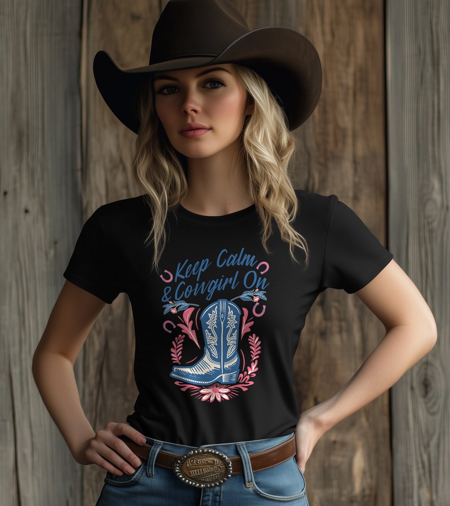 Keep Calm & Cowgirl On T-Shirt -