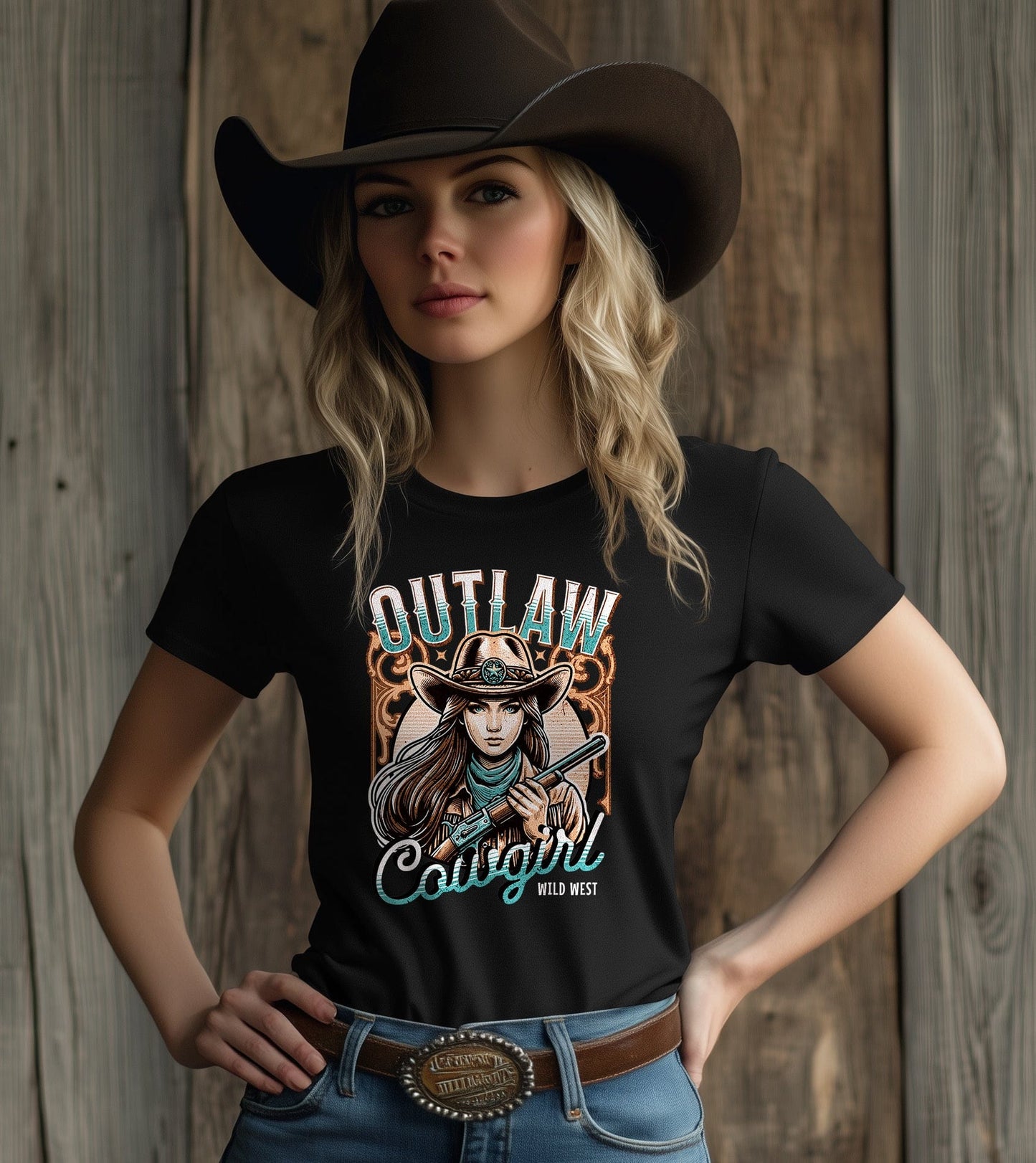 Outlaw Cowgirl Wild West T-Shirt