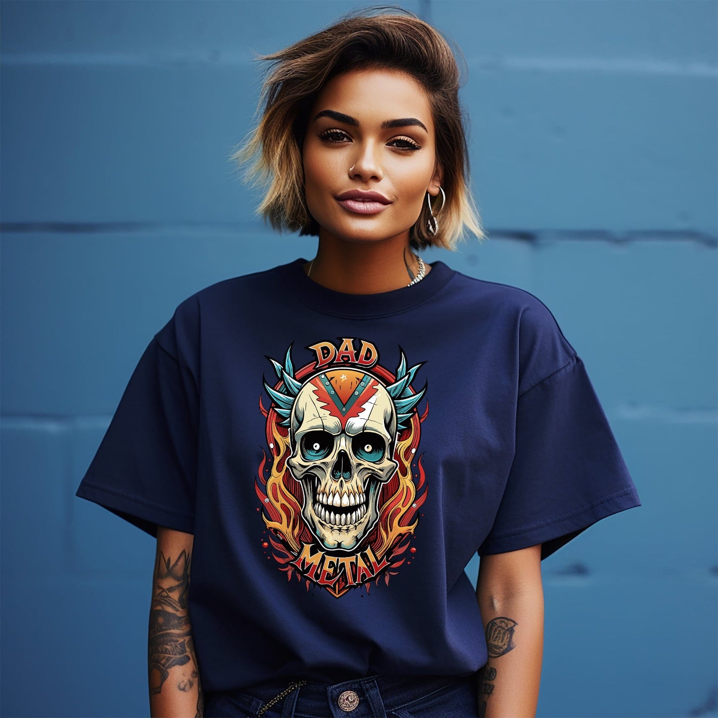 Dad Metal Skull TShirt Rock Out
