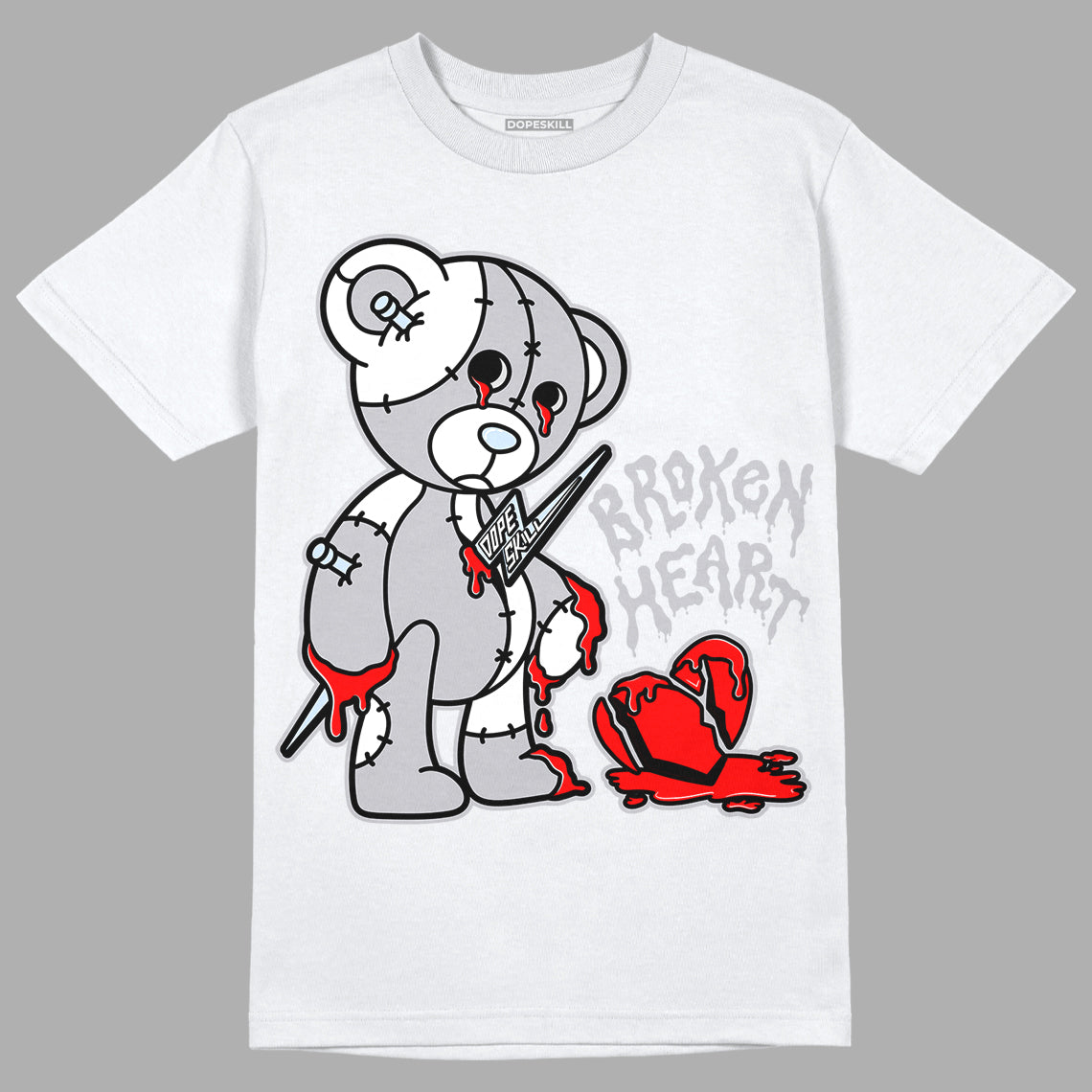 Cement Grey 11s DopeSkill T-Shirt Broken Heart Graphic