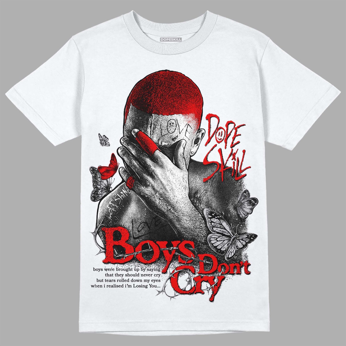 Red Cement 4S DopeSkill T-Shirt Boys Don't Cry Graphic