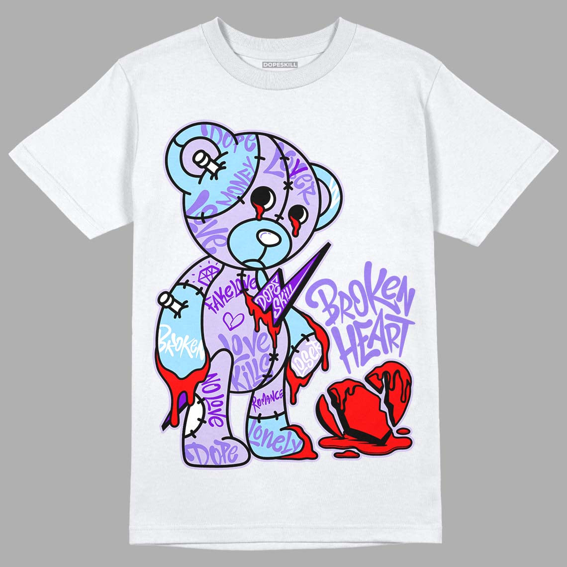 AJ 11 Low Pure Violet DopeSkill T-Shirt Broken Heart Graphic